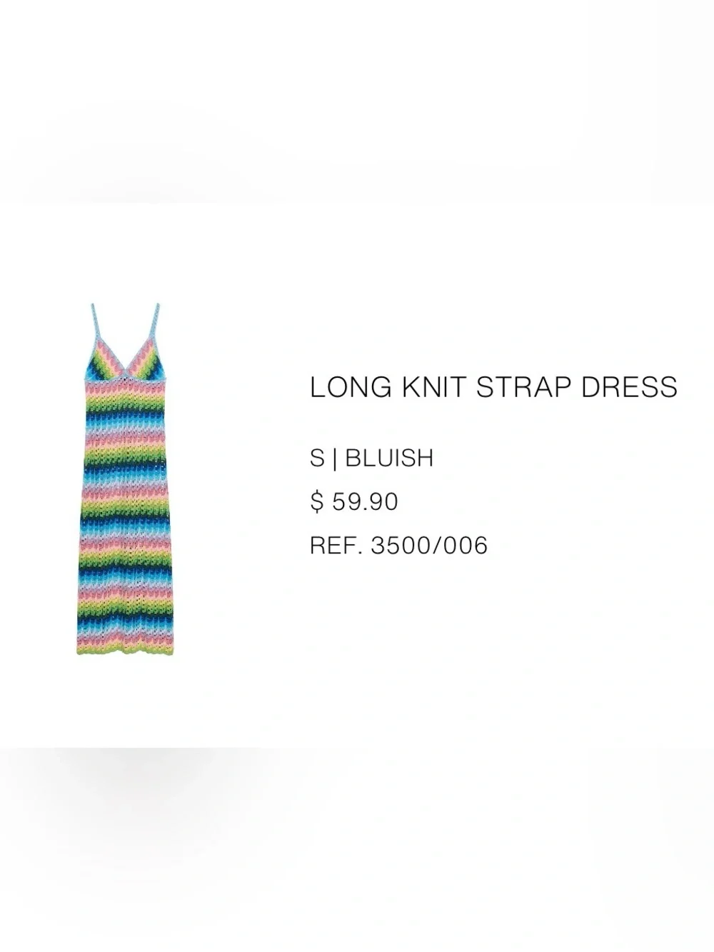 Zara Long Knit Strap Dress — Size S (NWOT)